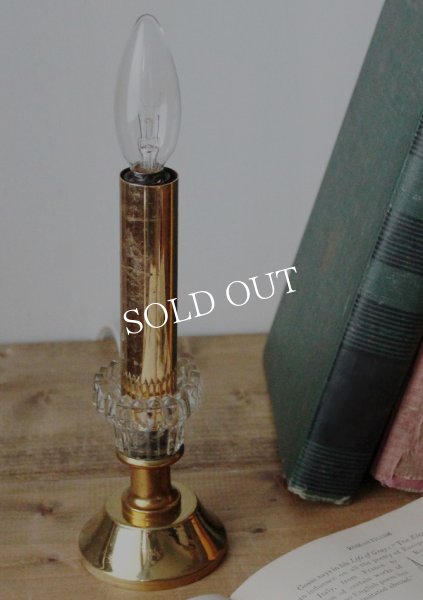 アンティークキャンドルランプ｜ガラス飾りとキャンドルのミニ卓上照明ライト