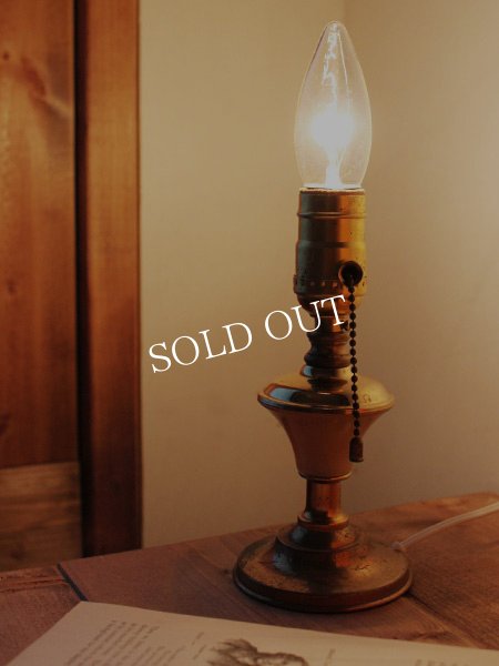 アンティークミニテーブルライト｜ピンクマーブルと真鍮の卓上照明ライト