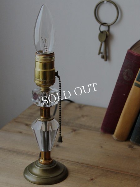 アンティークテーブルランプ｜クリスタルカットプリズムガラスの卓上照明ライト