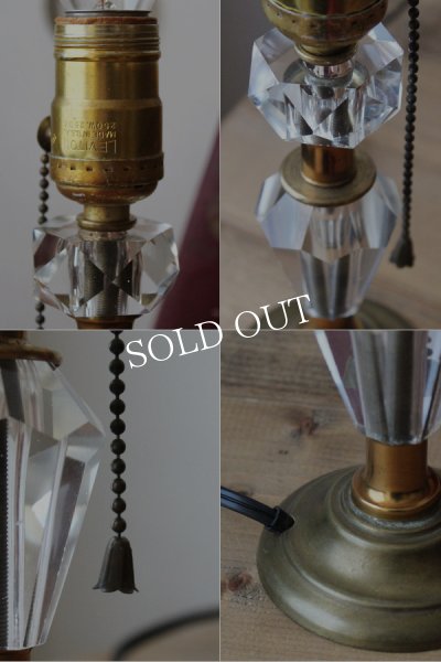 アンティークテーブルランプ｜クリスタルカットプリズムガラスの卓上照明ライト