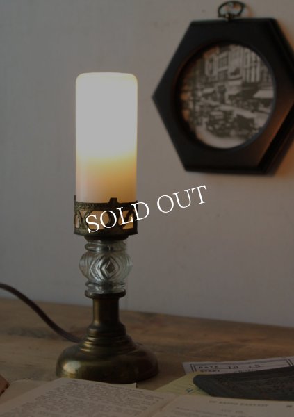 アンティークテーブルランプ｜筒型シェードミニ卓上照明テーブルライト
