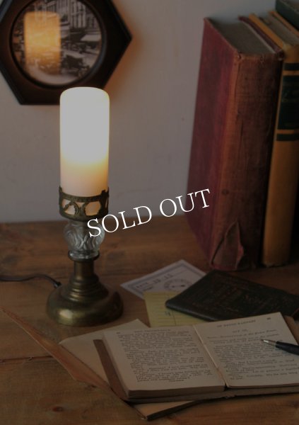 アンティークテーブルランプ｜筒型シェードミニ卓上照明テーブルライト