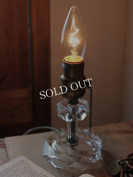 アンティークテーブルライト｜クリアカットガラスのミニテーブルランプ卓上照明