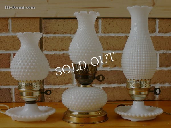 画像8: USAヴィンテージ3wayホブネイルミルクガラス製テーブルライト (8)