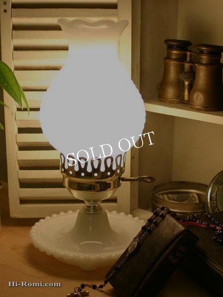 画像2: USAヴィンテージホブネイルミルクガラス製テーブルライト｜照明 (2)