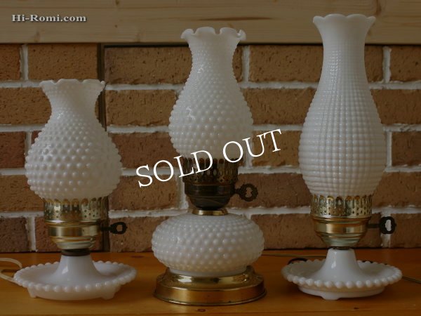 画像5: USAヴィンテージホブネイルミルクガラス製テーブルライト｜照明 (5)