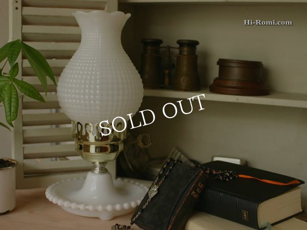画像4: USAヴィンテージホブネイルミルクガラス製テーブルライト｜照明 (4)