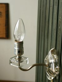 画像1: ヴィンテージクリアガラス製ウォールランプ壁掛け照明クリスタルブラケットライト｜アンティーク