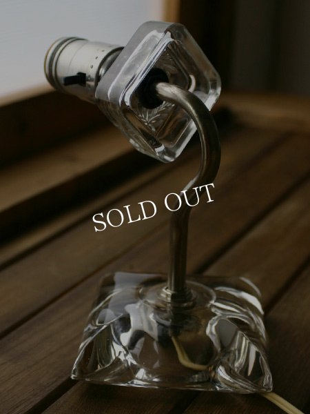 ヴィンテージクリアガラス製ウォールランプ壁掛け照明クリスタルブラケットライト｜アンティーク