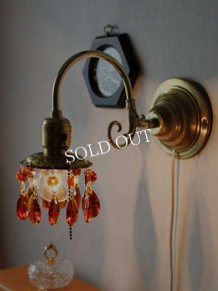 画像2: アンバーガラスプリズム付真鍮フレームのブラケットライト｜照明 (2)