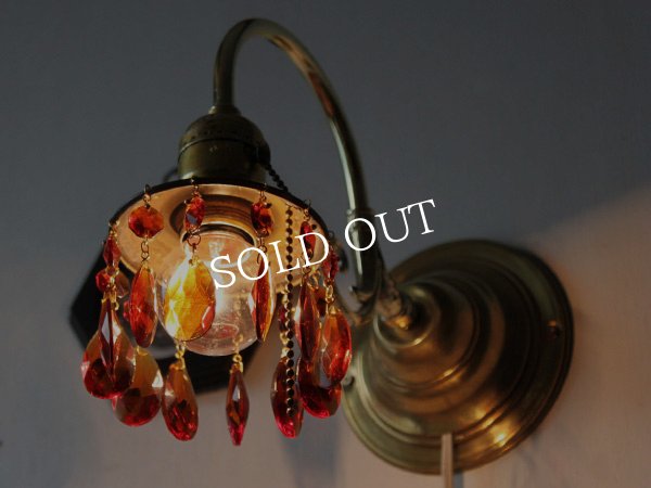 画像6: アンバーガラスプリズム付真鍮フレームのブラケットライト｜照明 (6)