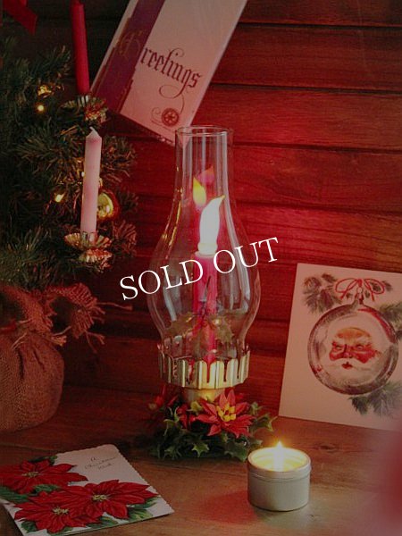 アンティークランプ｜クリスマスハリケーンチムニー卓上照明テーブルライト