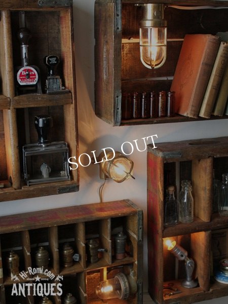 画像2: ヴィンテージ真鍮製ガラスシェードマリンランプB/アンティークウォールランプ (2)