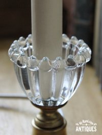 画像1: USAヴィンテージクリアガラスホブネイルキャンドルミニテーブルランプB/アンティークランプ