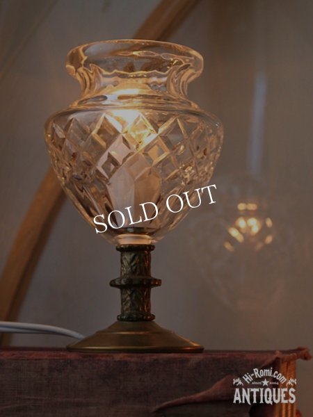 アンティークテーブルライト｜カットガラスゴブレットミニ卓上照明ランプ