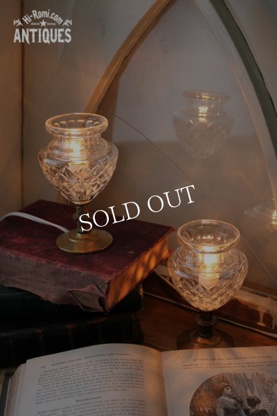 アンティークテーブルライト｜カットガラスゴブレットミニ卓上照明ランプ