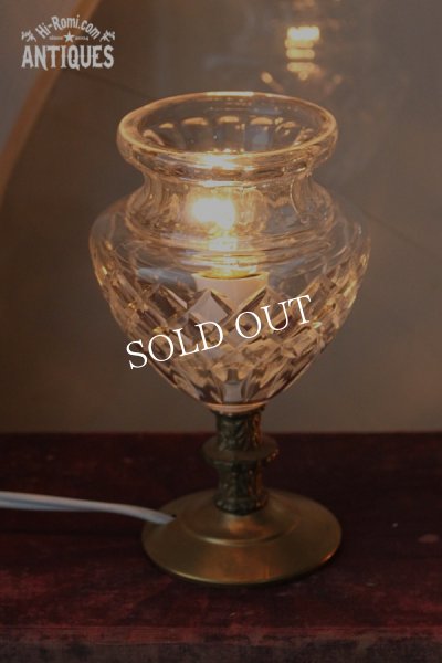 アンティークテーブルライト｜カットガラスゴブレットミニ卓上照明ランプ