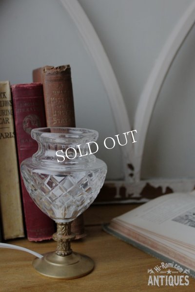 アンティークテーブルライト｜カットガラスゴブレットミニ卓上照明ランプ