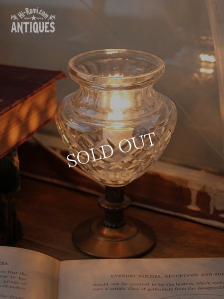 アンティークテーブルライト｜カットガラスゴブレットミニ卓上照明ランプ