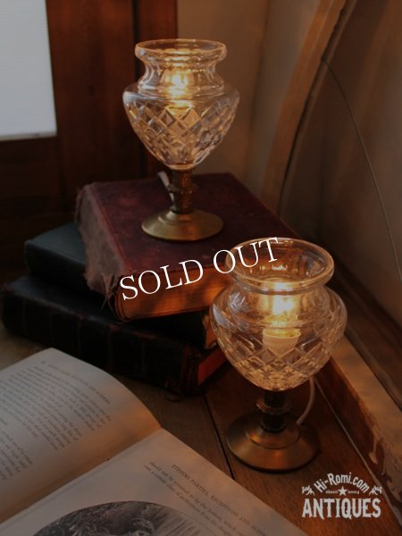 アンティークテーブルライト｜カットガラスゴブレットミニ卓上照明ランプ
