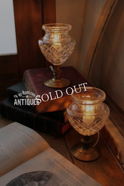 アンティークテーブルライト｜カットガラスゴブレットミニ卓上照明ランプ