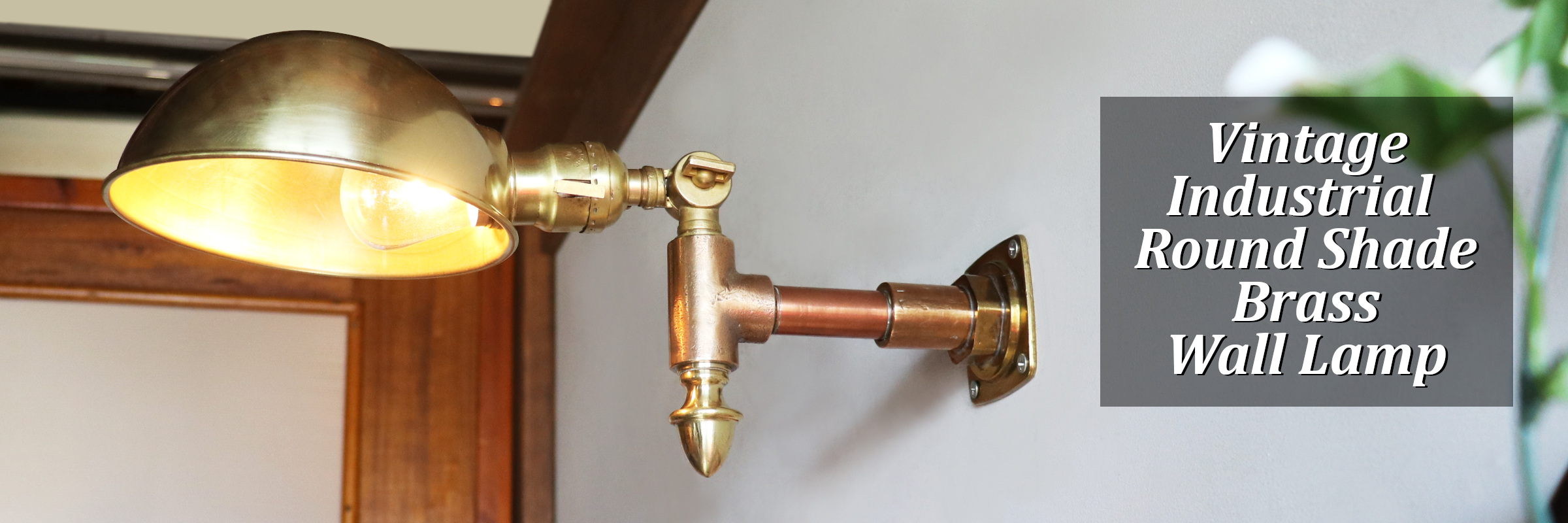 USAヴィンテージインダストリアルラウンドシェードブラスブラケットライト