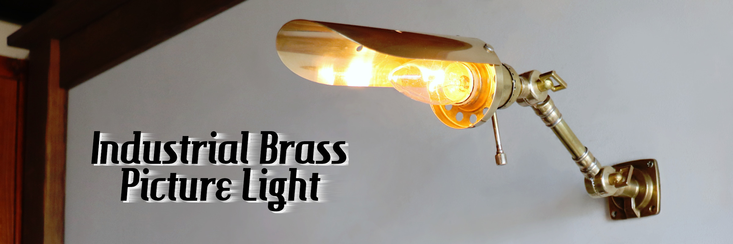 インダストリアルブラスピクチャーライト２点角度調整付き真鍮壁掛照明｜工業系ウォールランプ