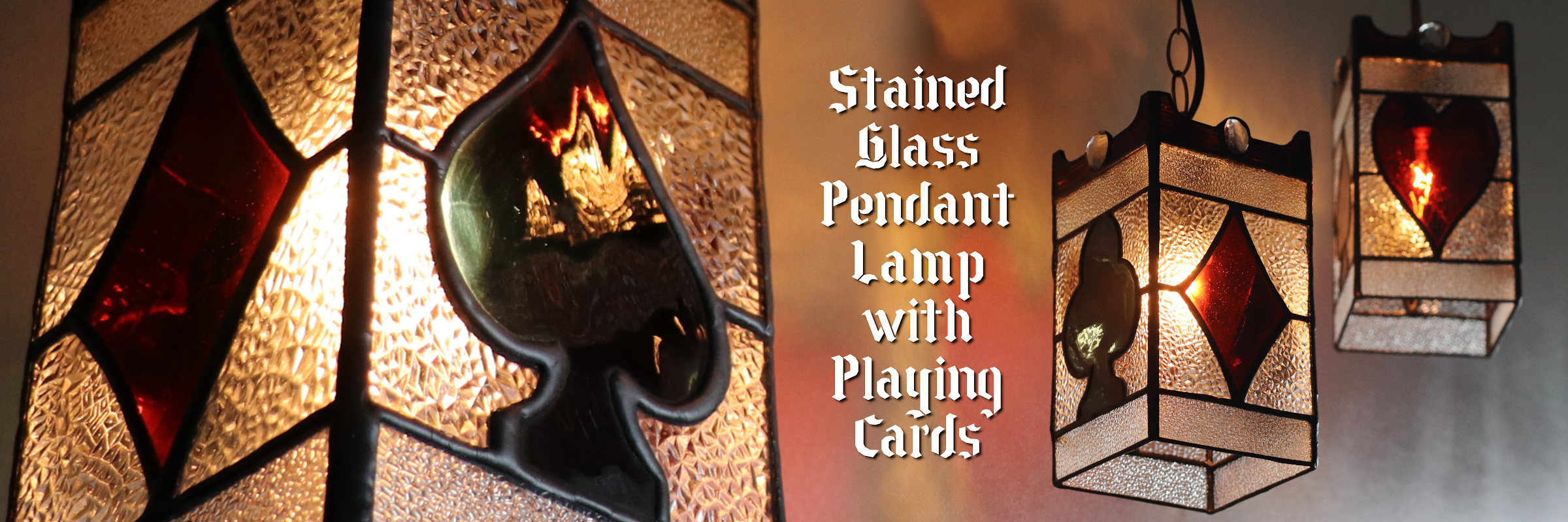 ステンドグラスペンダントライト照明・トランプ柄