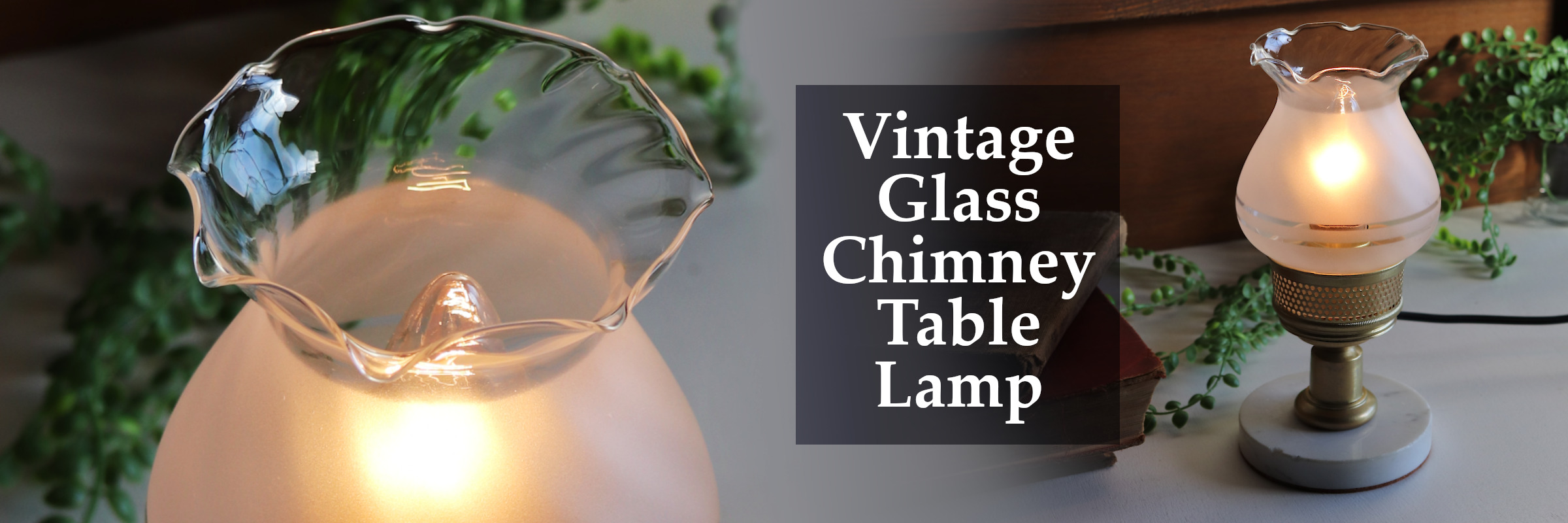 USAヴィンテージフリルトップフロストガラスチムニーのカフェランプテーブルライト卓上照明