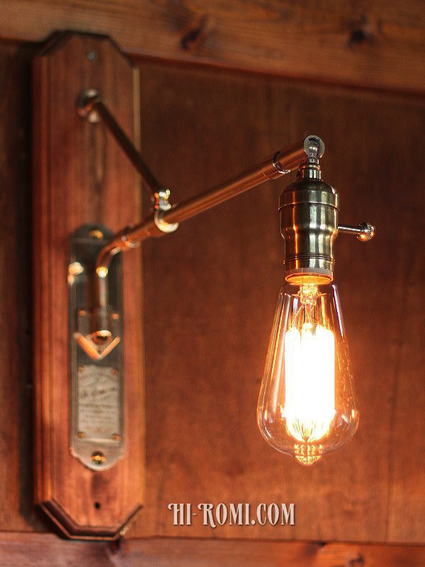 工業系照明インダストリアル壁掛け照明｜真鍮×木トラスアーム 