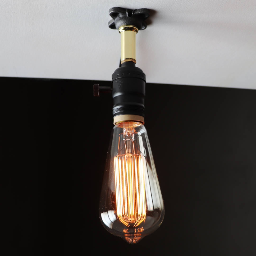 USAヴィンテージソケットミニブラケットライト金色|インダストリアル壁面照明ゴールド