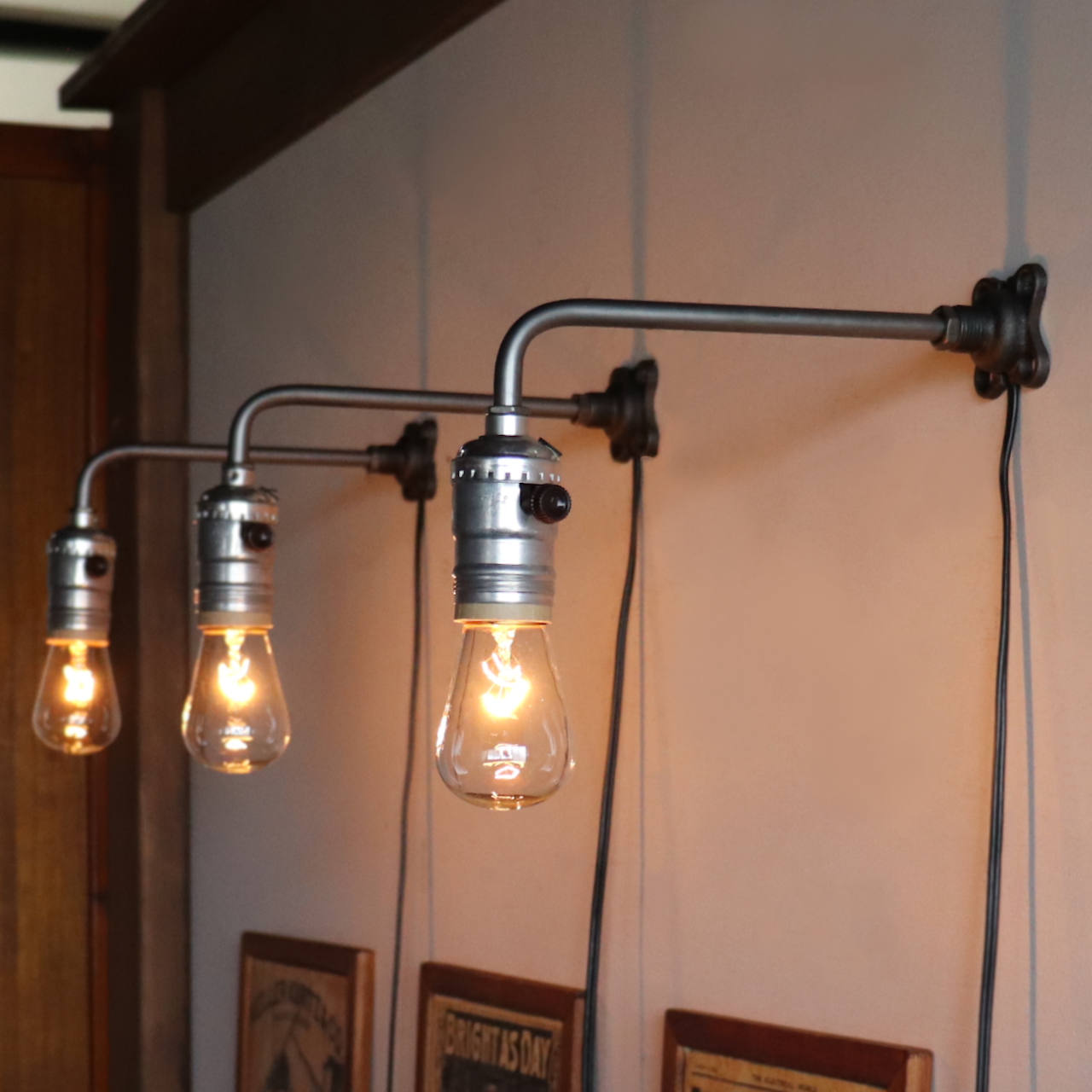 【L字・小】インダストリアルブラケットライト｜工業系シンプル壁掛け照明ウォールランプ